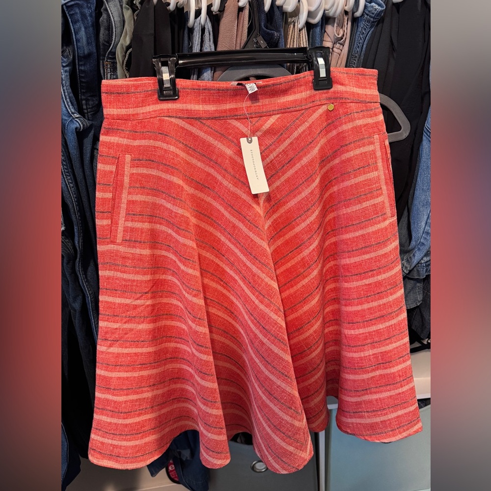 Anthropologie Harlyn Striped Coral Skirt